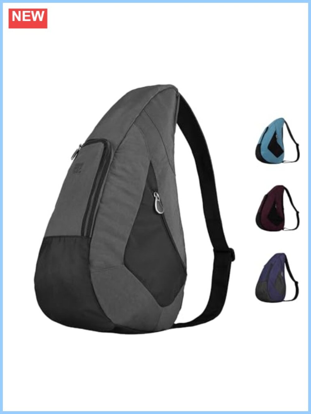 AmeriBag 19" Crossbody Sling Bag Ergonomic Travel Daypack Purse Handbag